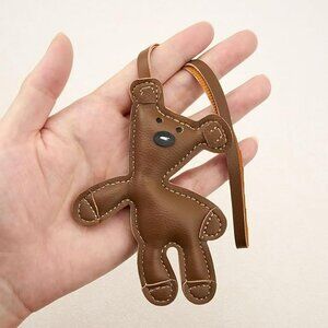 Leather like Teddy Bear Purse Charm Keychain So Cute !!